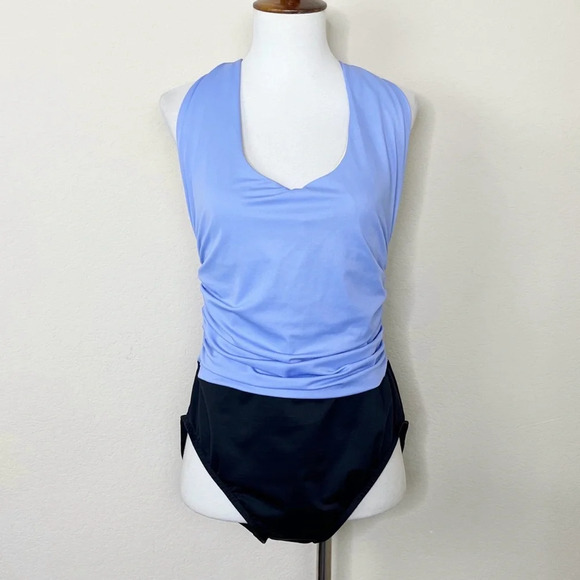 Miraclesuit Colorblock Halter Ruched Side One Piece Swimsuit - Picture 1 of 10